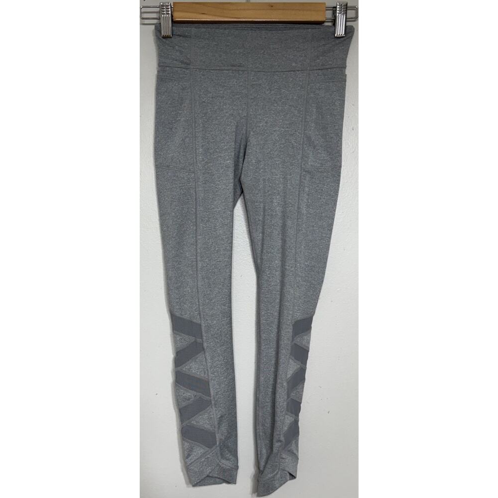 Athleta Girl Dance Mind The Mat Leggings Sheer Grey size Large 12 Pull-on Gym